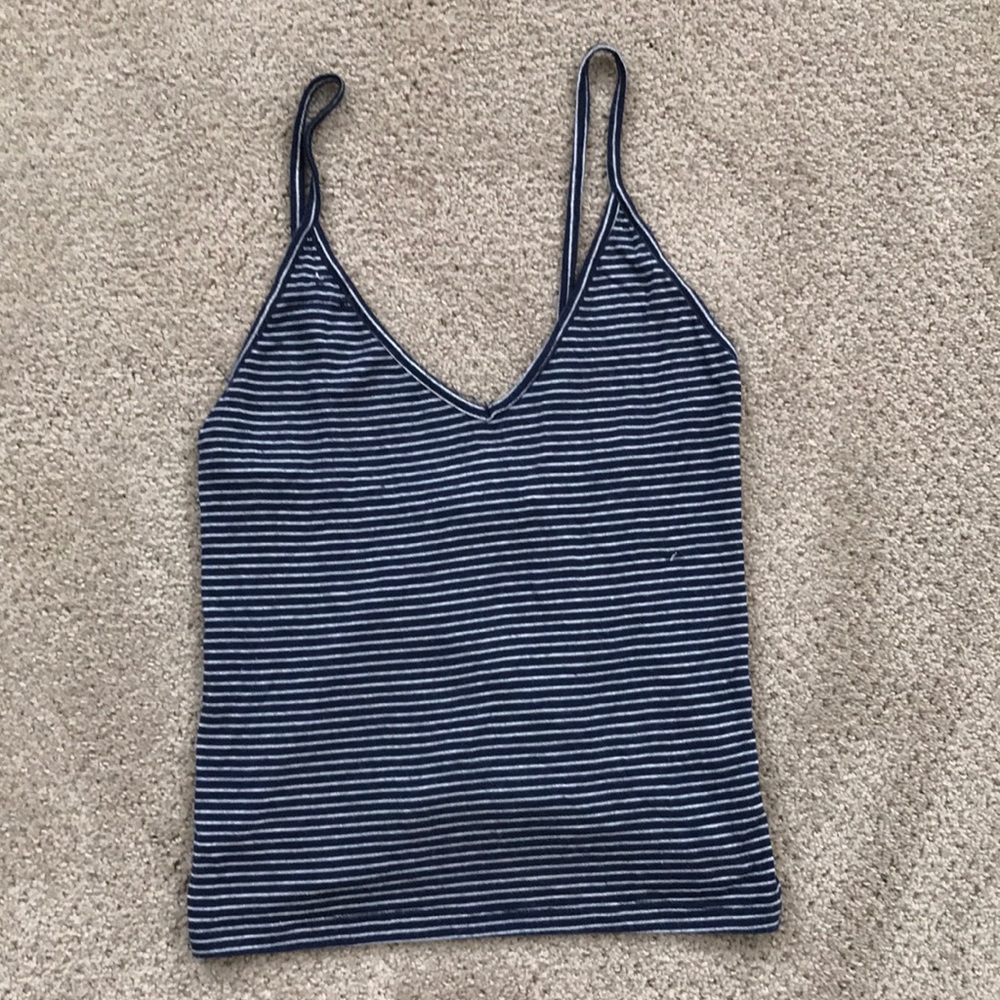 White and blue striped crop top